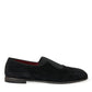 Dolce & Gabbana Black RUNWAY Velour AMALFI Loafers Shoes