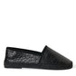 Dolce & Gabbana Black Exotic Leather Espadrilles Slip On Shoes