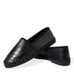 Dolce & Gabbana Black Exotic Leather Espadrilles Slip On Shoes