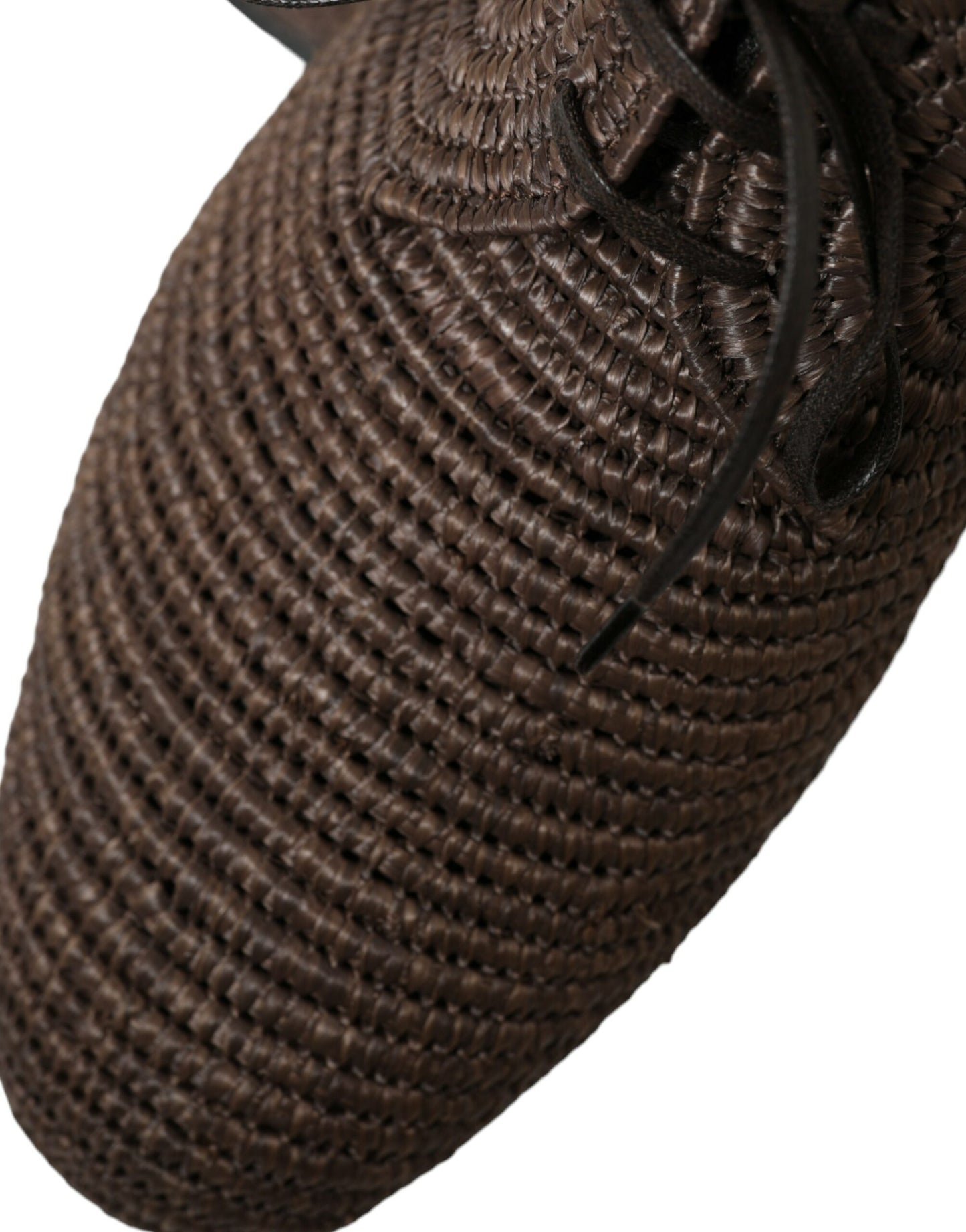 Dolce & Gabbana Brown Raffia Lace Up Derby Dress Shoes