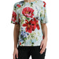 Dolce & Gabbana Multicolor Floral Cotton Round Neck Blouse Top