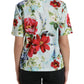 Dolce & Gabbana Multicolor Floral Cotton Round Neck Blouse Top