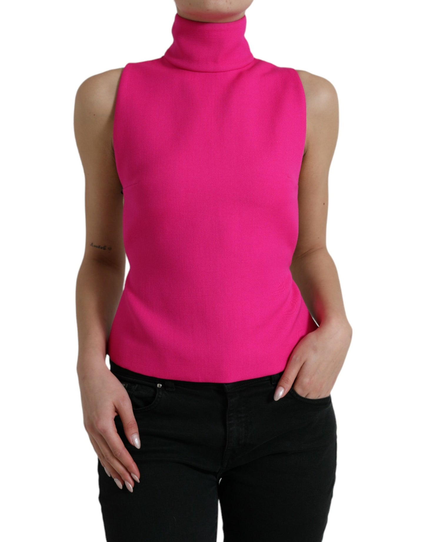 Dolce & Gabbana Pink Turtle Neck Backless Top