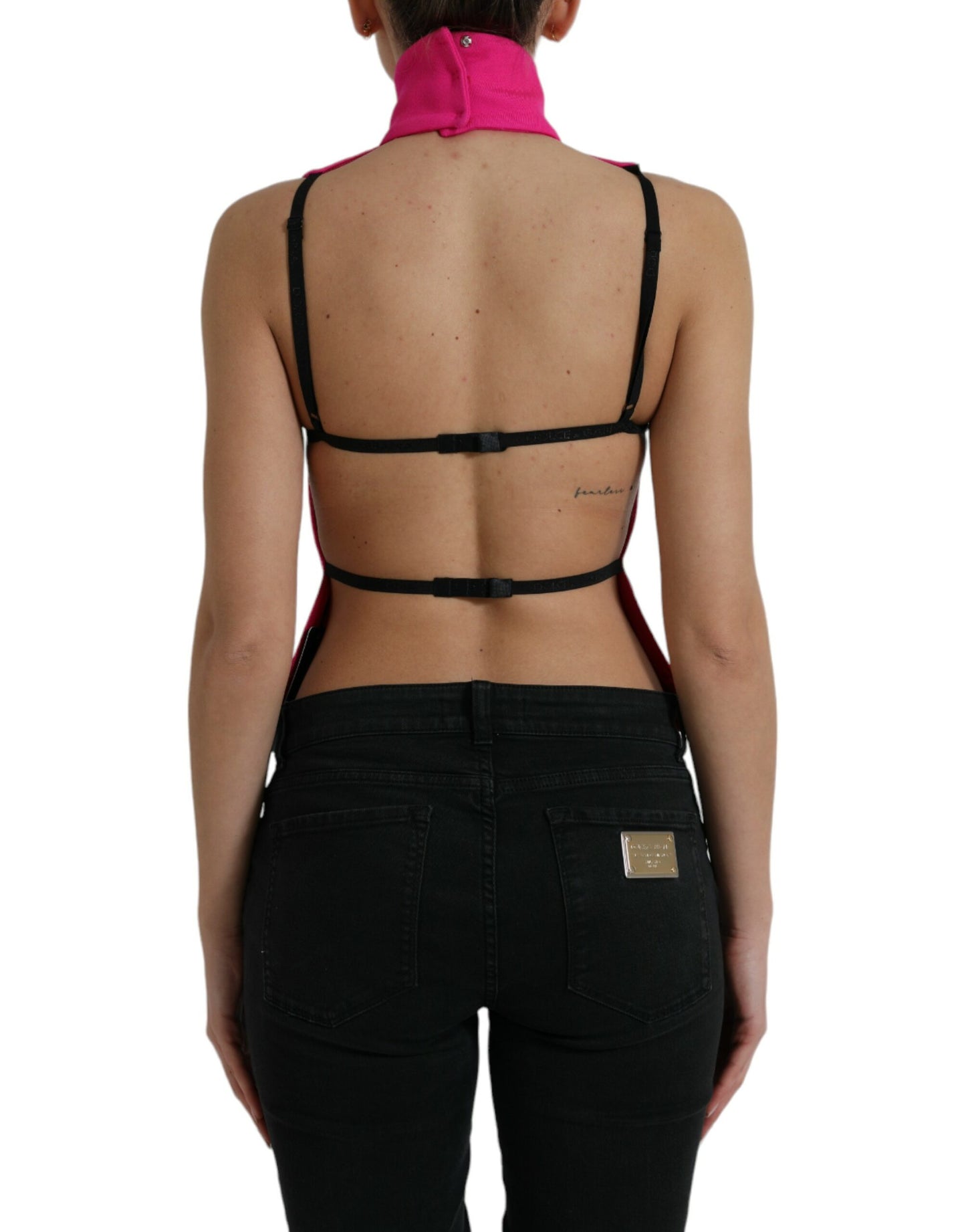 Dolce & Gabbana Pink Turtle Neck Backless Top