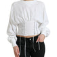 Dolce & Gabbana White Corset Cropped Long Sleeves Top