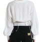 Dolce & Gabbana White Corset Cropped Long Sleeves Top