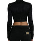 Dolce & Gabbana Elegant Black Cropped Top with Zip Closure