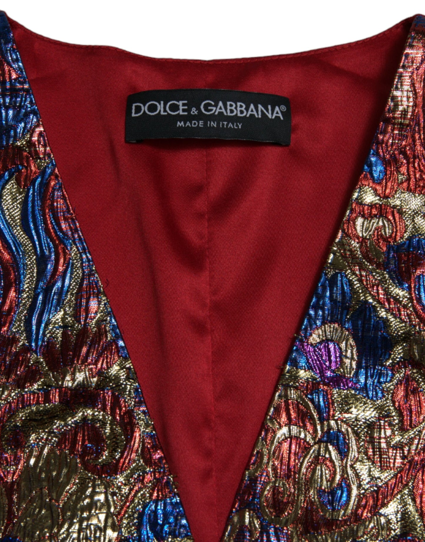 Dolce & Gabbana Multicolor Jacquard Button Vest Top