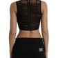 Dolce & Gabbana Brown Embellished Nylon Stretch Cropped Top