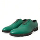 Dolce & Gabbana Green Leather Lace Up Oxford Dress Shoes