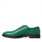 Dolce & Gabbana Green Leather Lace Up Oxford Dress Shoes