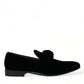 Dolce & Gabbana Black Velvet Loafers Formal Dress Shoes