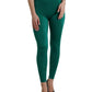 Dolce & Gabbana Green Nylon Stretch Slim Leggings Pants