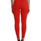 Dolce & Gabbana Red Nylon Stretch Slim Leggings Pants