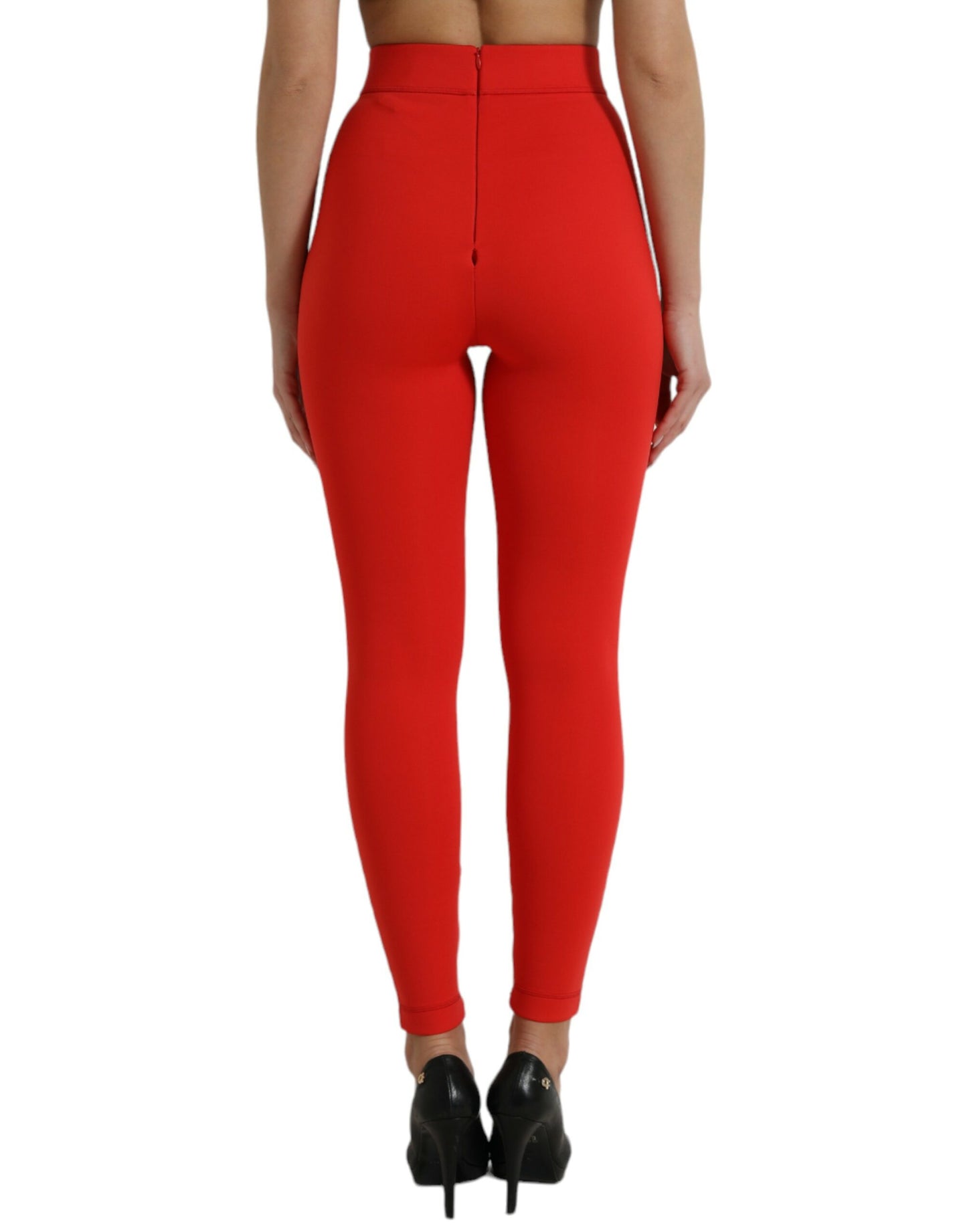 Dolce & Gabbana Red Nylon Stretch Slim Leggings Pants