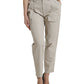 Dolce & Gabbana Beige Cotton High Waist Tapered Pants