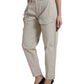 Dolce & Gabbana Beige Cotton High Waist Tapered Pants