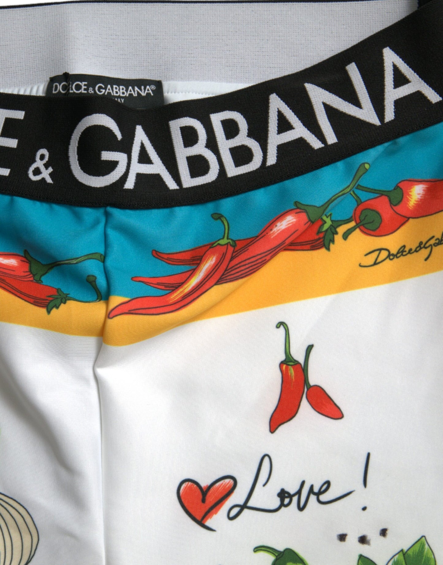 Dolce & Gabbana White Vegetables High Waist Leggings Pants