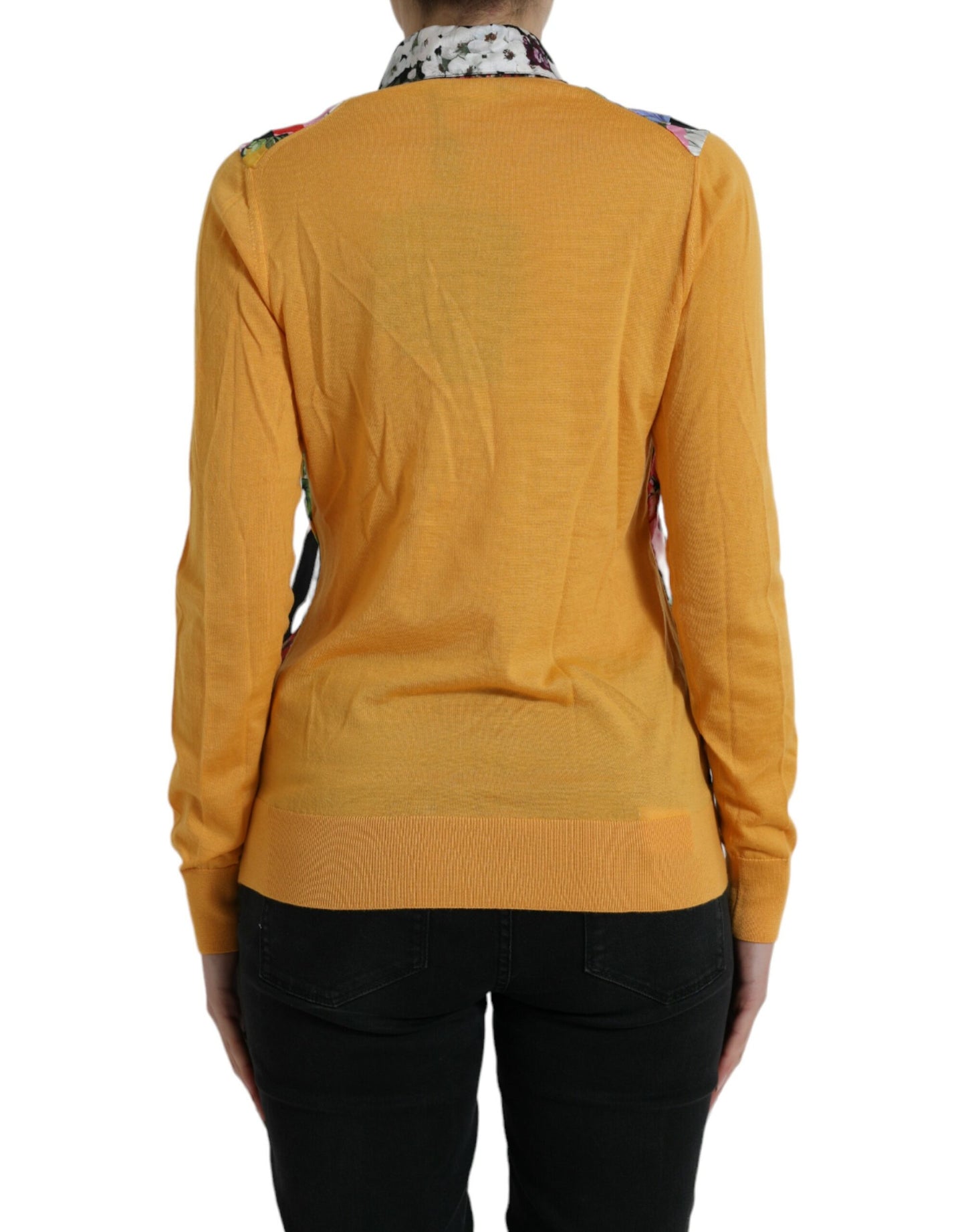 Dolce & Gabbana Yellow Multicolor Patchwork Cashmere Henley Sweater