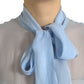 Dolce & Gabbana Blue Sheer Ascot Collar Blouse