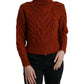 Dolce & Gabbana Brown Wool Knit Turtleneck Pullover Sweater