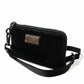 Dolce & Gabbana Black Nylon Logo Plaque Keyring Pouch Clutch Bag