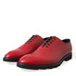 Dolce & Gabbana Red Leather Lace Up Oxford Men Dress Shoes