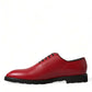 Dolce & Gabbana Red Leather Lace Up Oxford Men Dress Shoes