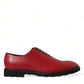 Dolce & Gabbana Red Leather Lace Up Oxford Men Dress Shoes