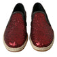 Dolce & Gabbana Red Sequined Loafers Slippers Men Shoes