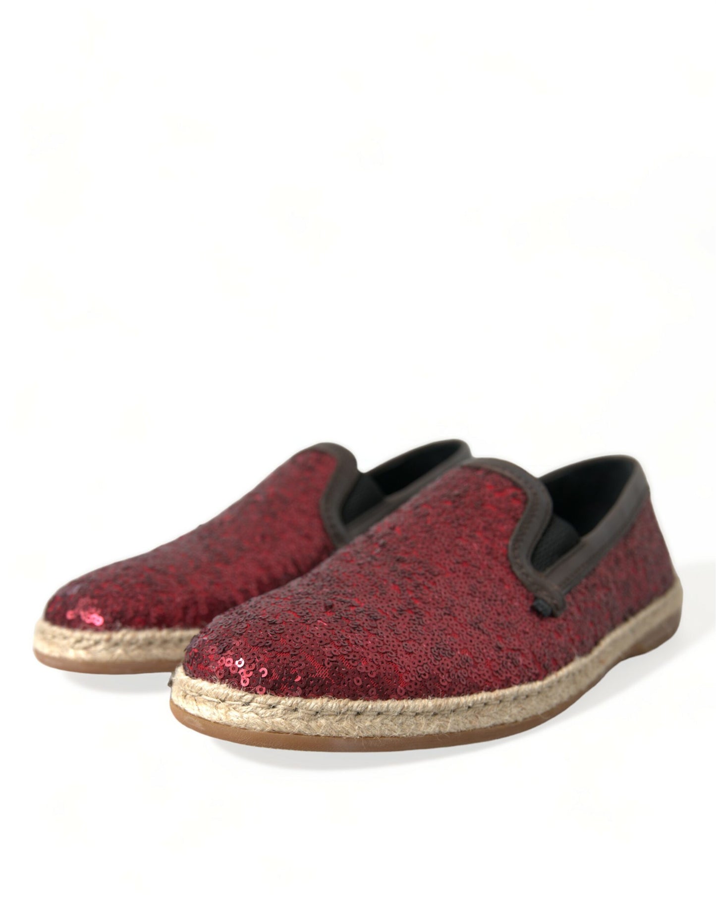 Dolce & Gabbana Red Sequined Loafers Slippers Men Shoes