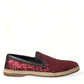 Dolce & Gabbana Red Sequined Loafers Slippers Men Shoes