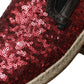 Dolce & Gabbana Red Sequined Loafers Slippers Men Shoes