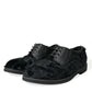 Dolce & Gabbana Black Fur Leather Lace Up Derby Dress Shoes