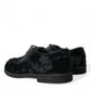 Dolce & Gabbana Black Fur Leather Lace Up Derby Dress Shoes