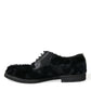 Dolce & Gabbana Black Fur Leather Lace Up Derby Dress Shoes