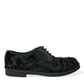 Dolce & Gabbana Black Fur Leather Lace Up Derby Dress Shoes