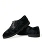 Dolce & Gabbana Black Fur Leather Lace Up Derby Dress Shoes