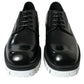 Dolce & Gabbana Black White Leather Lace Up Derby Dress Shoes