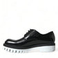 Dolce & Gabbana Black White Leather Lace Up Derby Dress Shoes