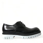 Dolce & Gabbana Black White Leather Lace Up Derby Dress Shoes