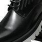 Dolce & Gabbana Black White Leather Lace Up Derby Dress Shoes