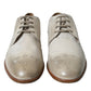 Dolce & Gabbana White Distressed Leather Derby Dress Shoes