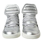 Dolce & Gabbana Silver Leather Benelux High Top Sneakers Shoes