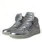 Dolce & Gabbana Silver Leather Benelux High Top Sneakers Shoes