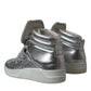 Dolce & Gabbana Silver Leather Benelux High Top Sneakers Shoes