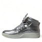 Dolce & Gabbana Silver Leather Benelux High Top Sneakers Shoes