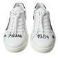 Dolce & Gabbana White Bordeaux Leather Logo Low Top Sneakers Shoes