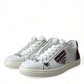 Dolce & Gabbana White Bordeaux Leather Logo Low Top Sneakers Shoes