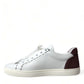 Dolce & Gabbana White Bordeaux Leather Logo Low Top Sneakers Shoes